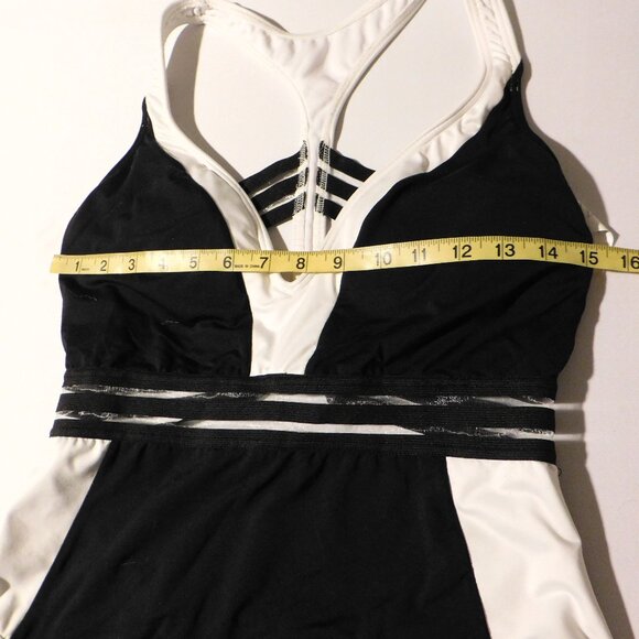 Kenneth Cole Cutout Mesh Wide Straps One-Piece Sexy Swimsuit Black White XL - Picture 3 of 8